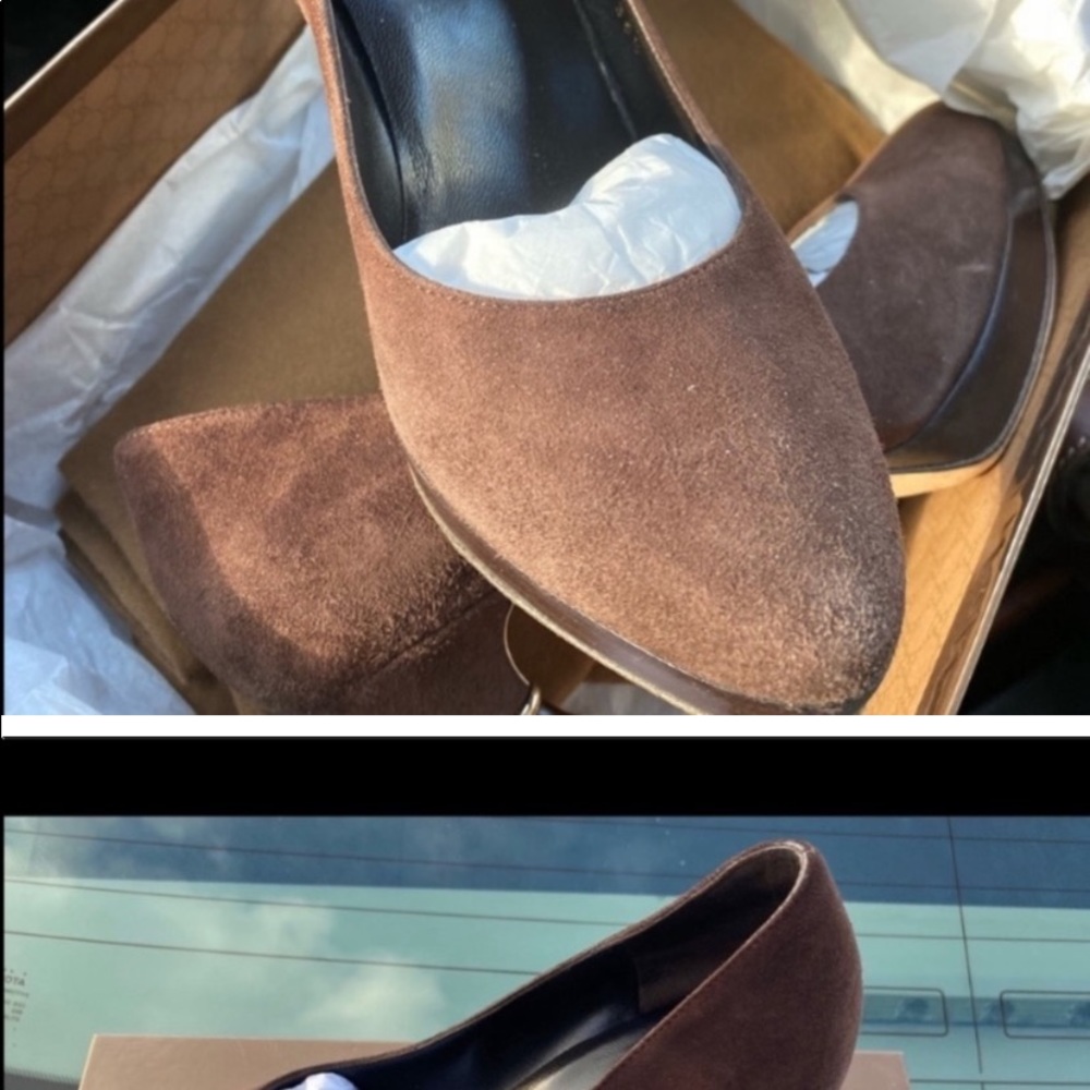 Gucci brown coco stiletto with slight wedge has gorgeous bamboo heel 5.5 - Picture 4 of 7